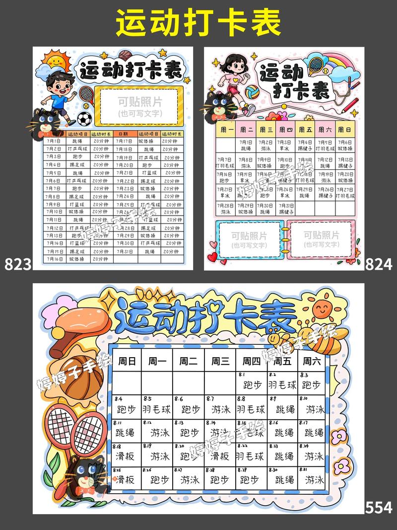 运动打卡手抄报模板图片（运动打卡画报图片大全）