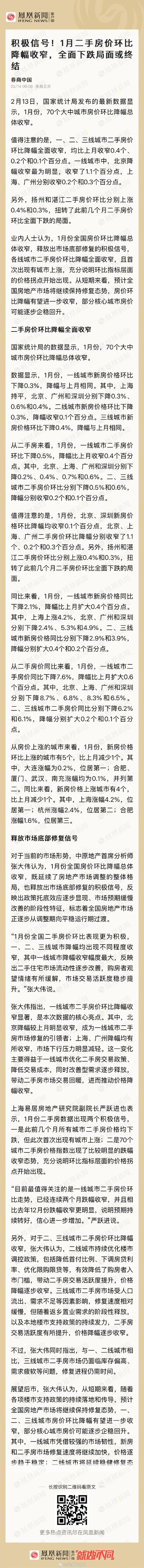 国家统计局解读:2月份商品住宅销售价格环比降幅继续收窄