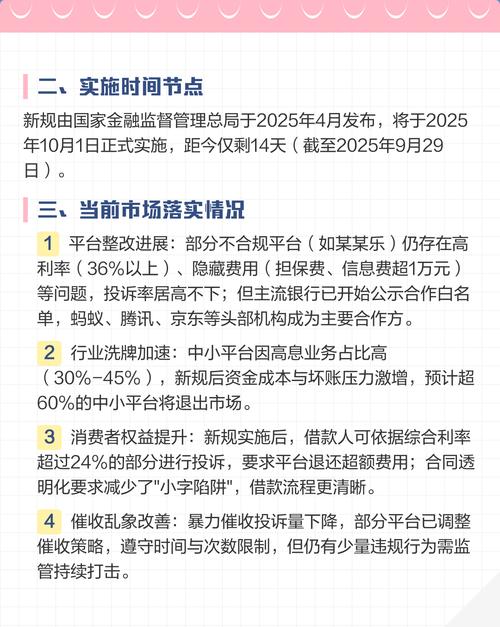 金融政策最新消息2025（2025年10月1日网贷新规）