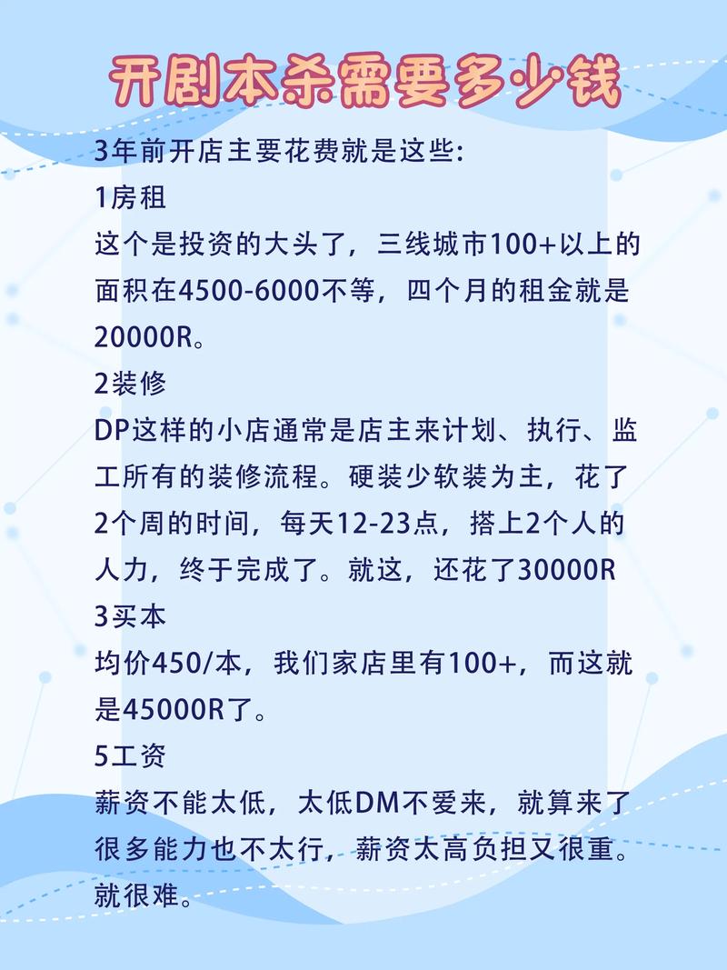 剧本杀开一家店投资多少（开一个剧本杀店大概多少钱）